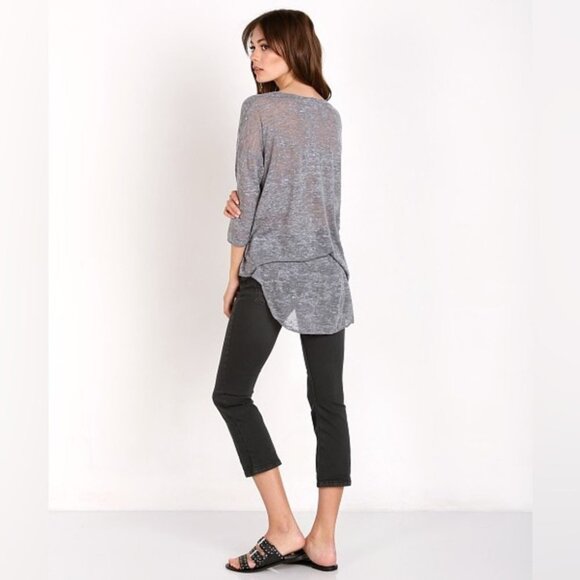 LNA Women's Cape Strap Tee Top T-shirt Burnout 3/4 Length Sleeve Heather Grey XS - Picture 12 of 14